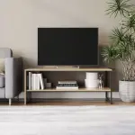 100cm Wooden Coffee Table Steel Frame Open Storage Shelf Living Room Furniture
