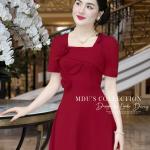 MDU4763 Red Floral Designer Dress with Elegant Square Neck