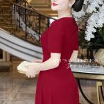 MDU4763 Red Floral Designer Dress with Elegant Square Neck